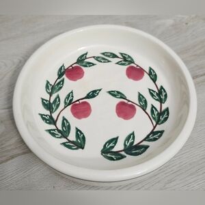 Vintage Crock Shop Pottery Pie Plate Dish 10" Apple Ivy Stoneware USA Nostalgia
